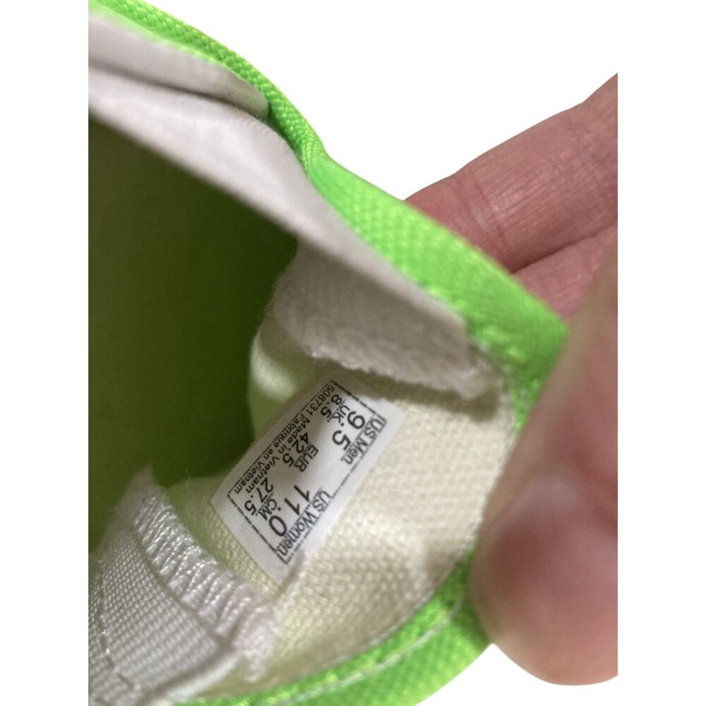 Vans Neon Green Classic Slip On Canvas Skateboard Sneakers M 9.5 W 11 - Picture 4 of 6